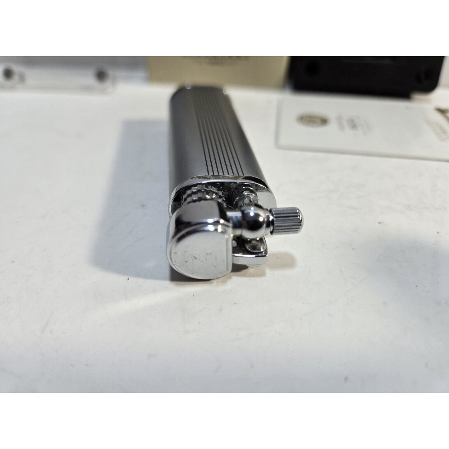 NOS Working Yibao Liftarm Silver Tone Lighter, Original Box 6898/24