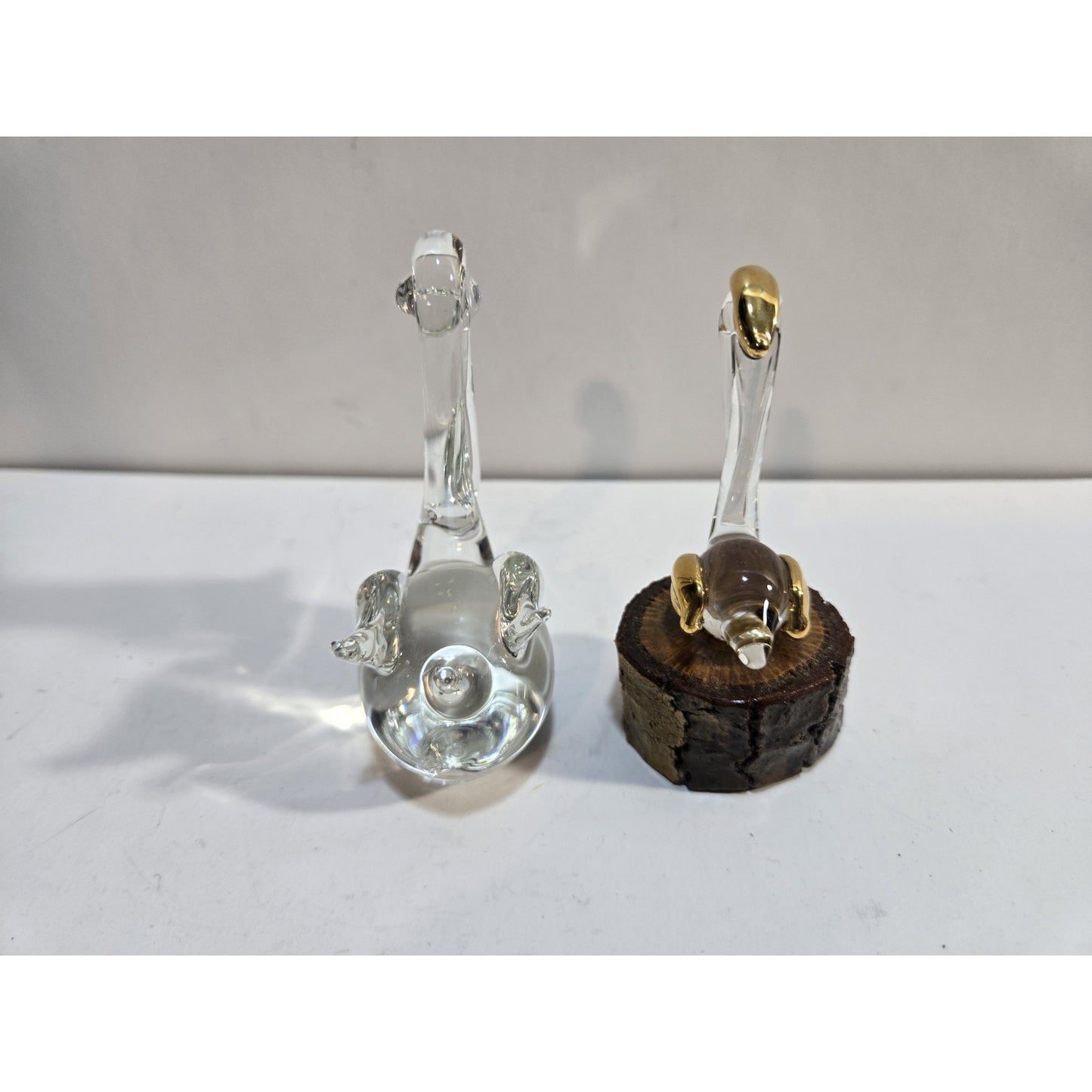 Lot Of 2 Glass Pelican Handcrafted Art Crystal Glass Figurines