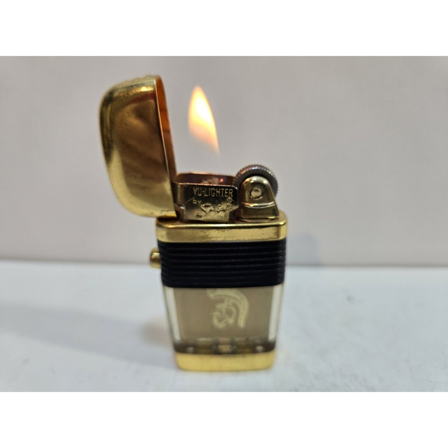 Working Vintage Trojan Spartan Centurion Helmet Scripto Vu Lighter 7129/29