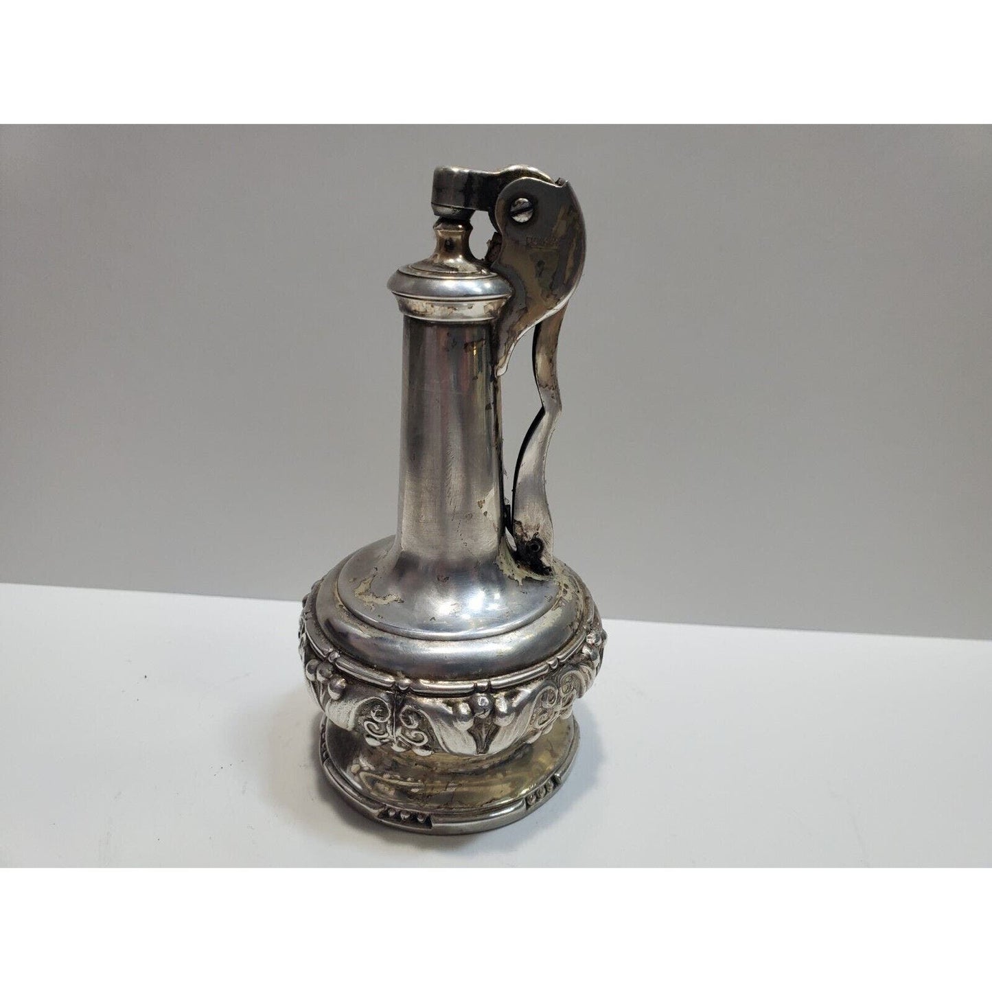 Working VINTAGE RONSON Silver Plate Decanter Table Lighter Mid Century 6505/13