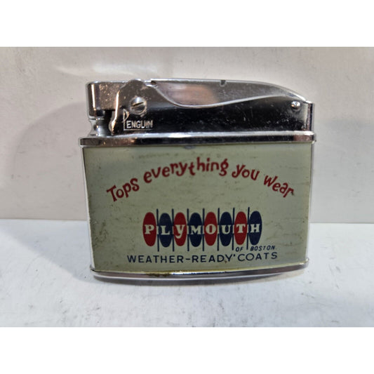 Vintage Working "PLYMOUTH" flat advertising Penguin Lighter 7644/32