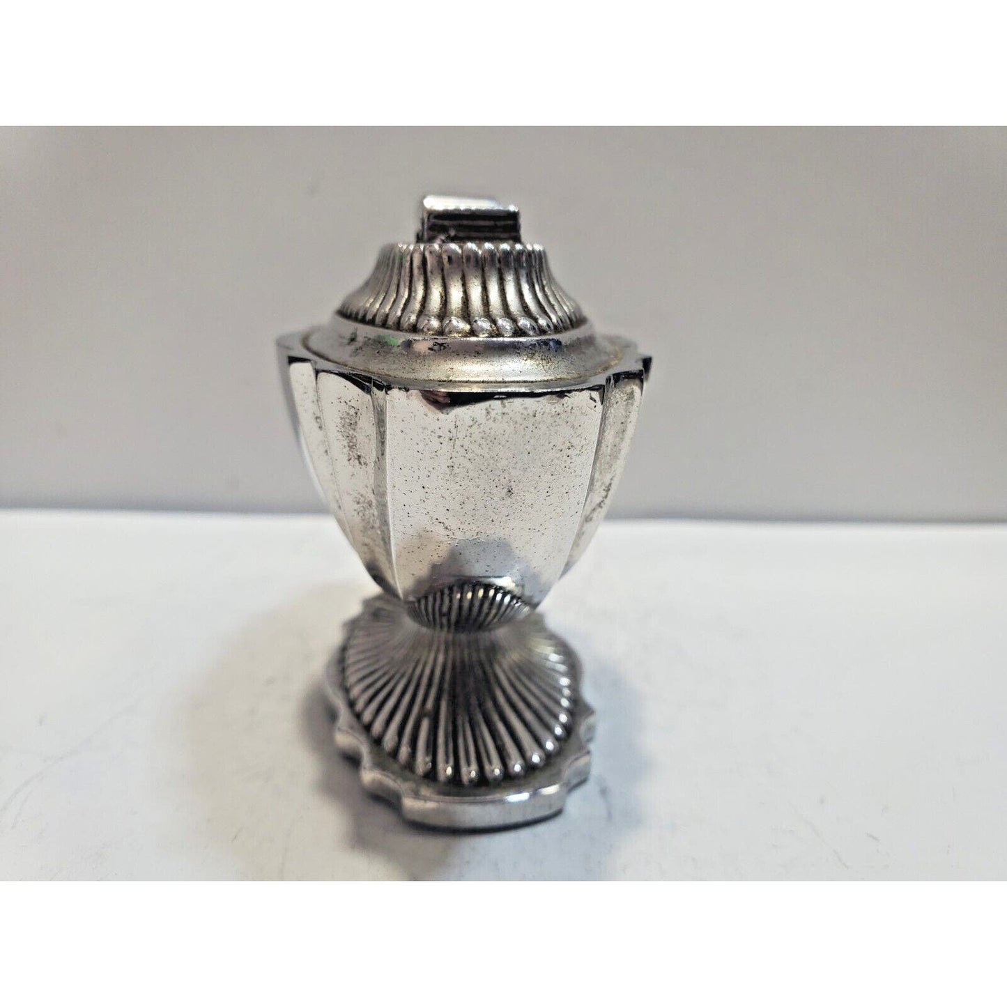 Vintage Working ASR Table Lighter Push Button Ignition, Silver Tone-Made in USA.