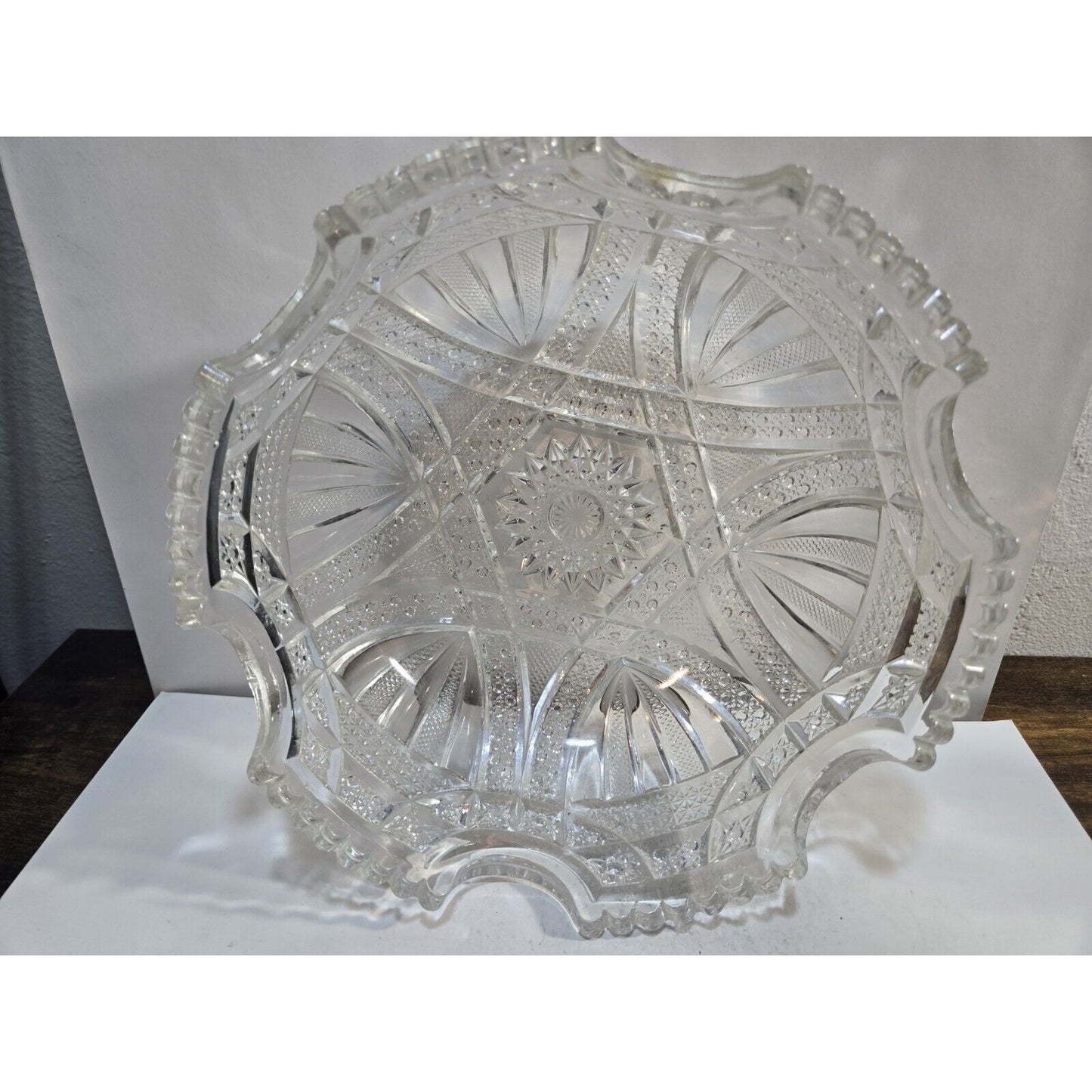 Vintage Bowl Imperial Star Cut Crystal Glass Clear Round 8 1/2"