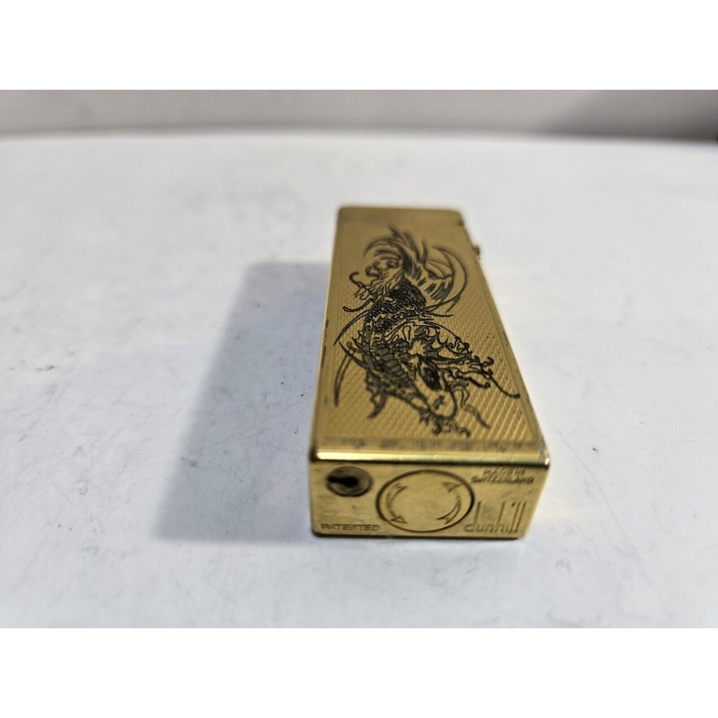 Working Vintage DUNHILL Rollagas Dragon Lighter Gold Tone SWISS MADE 7076/37