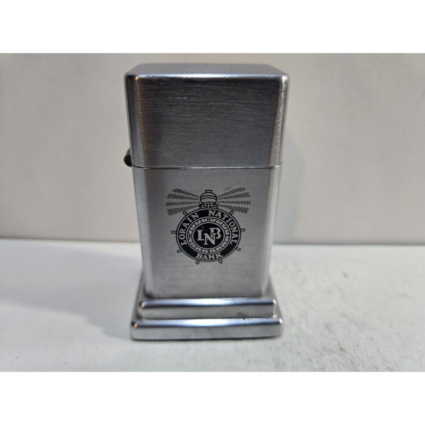 Vintage Working 1950s Zippo Barcroft Table Lighter Lorain National Bank 7442/13