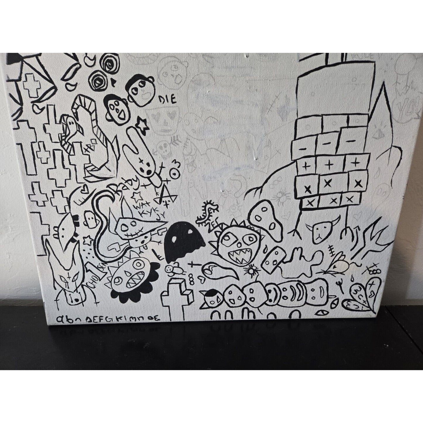 Oil Painting Crown Doodle Art Signed Graffiti 18 X 24"