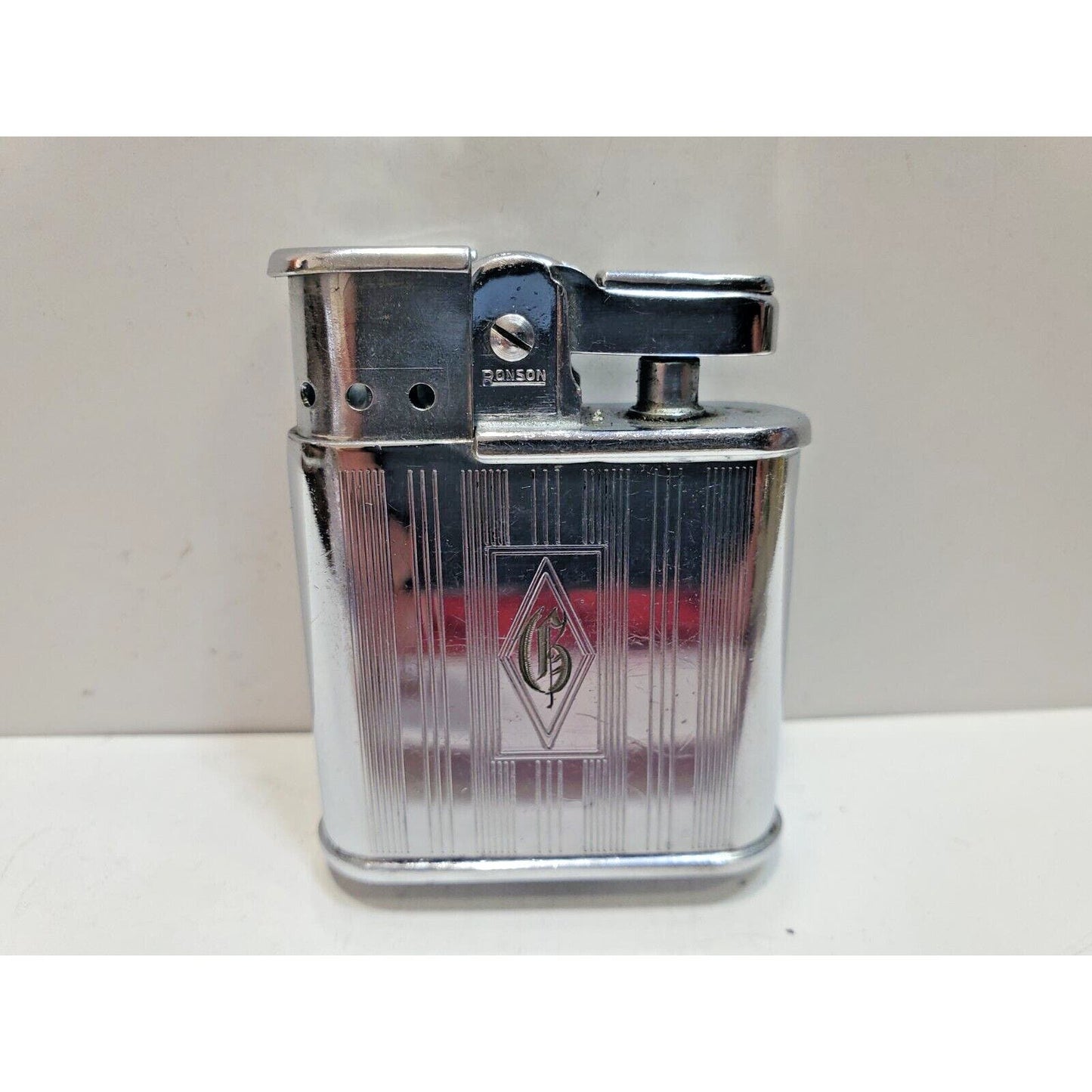 NOS Vintage Working Ronson Whirlwind Silver Tone Lighter Unlit 6758/26