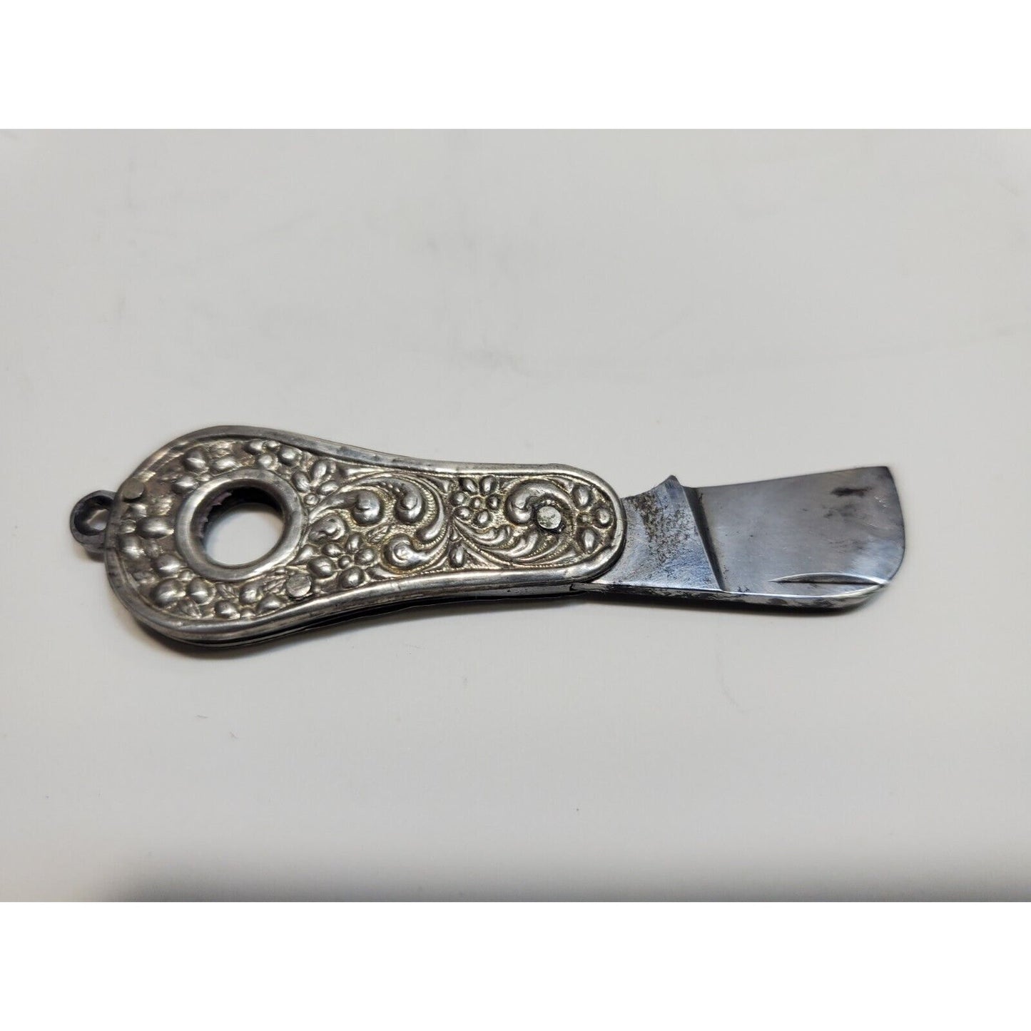 Copied - Antique Mini Cigar Cigarette "V" Cutter FOB, Silver Tone 6508/6