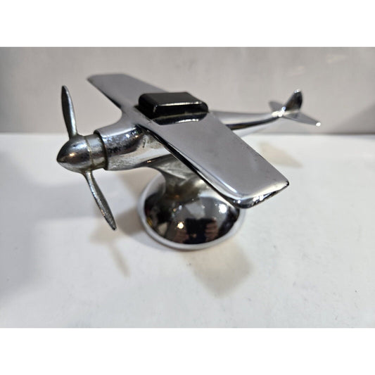 Vintage Working Hamilton Fighter Plane Aircraft Chrome Table Lighter 7080/40