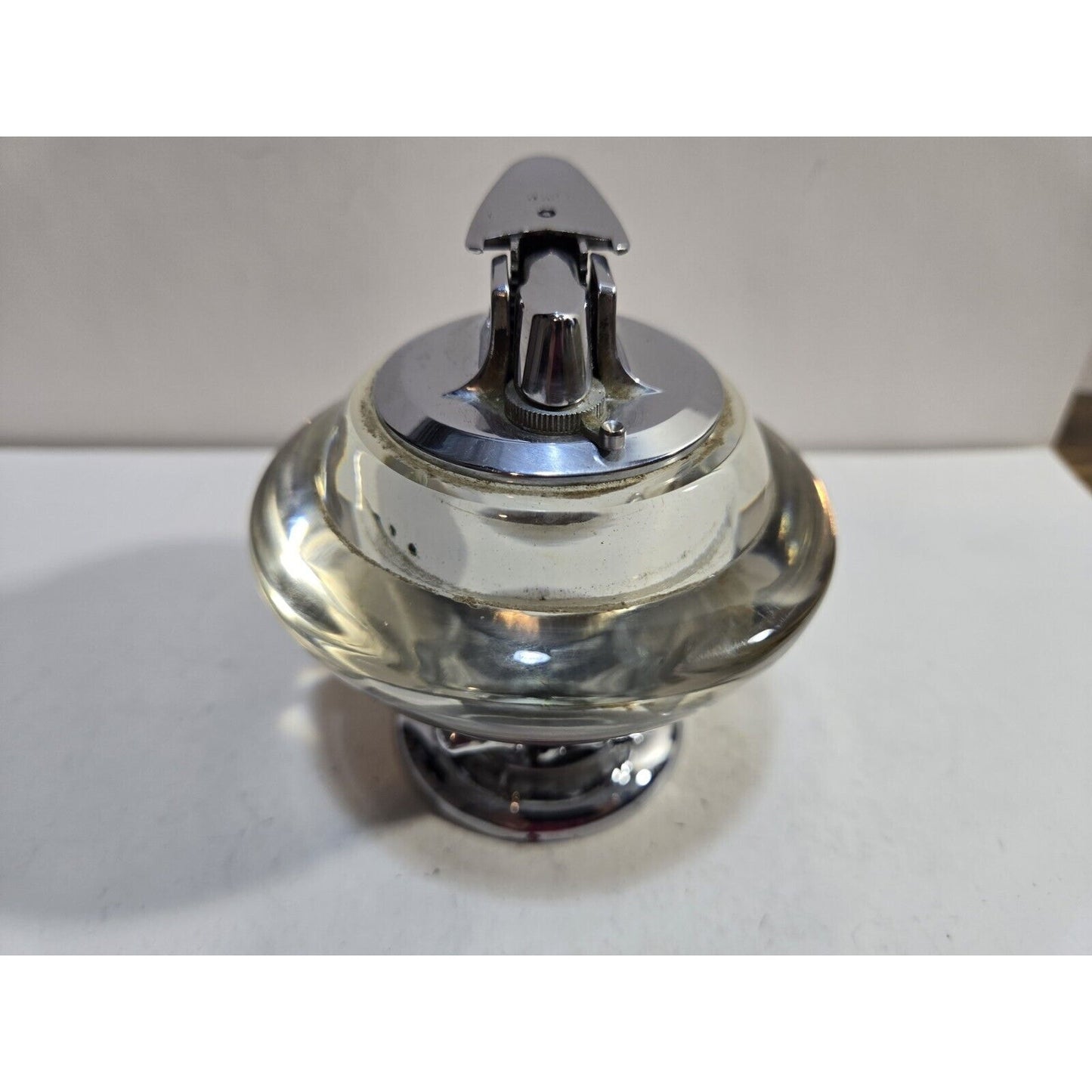 Working Ronson Nordic Varaflame Table Lighter Glass Chrome Silver Metal 7282/13