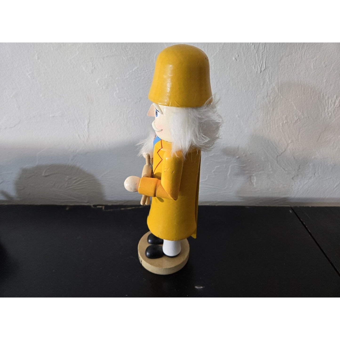 Wood Nutcracker Ships Captain Yellow Rain Gear Ships Wheel