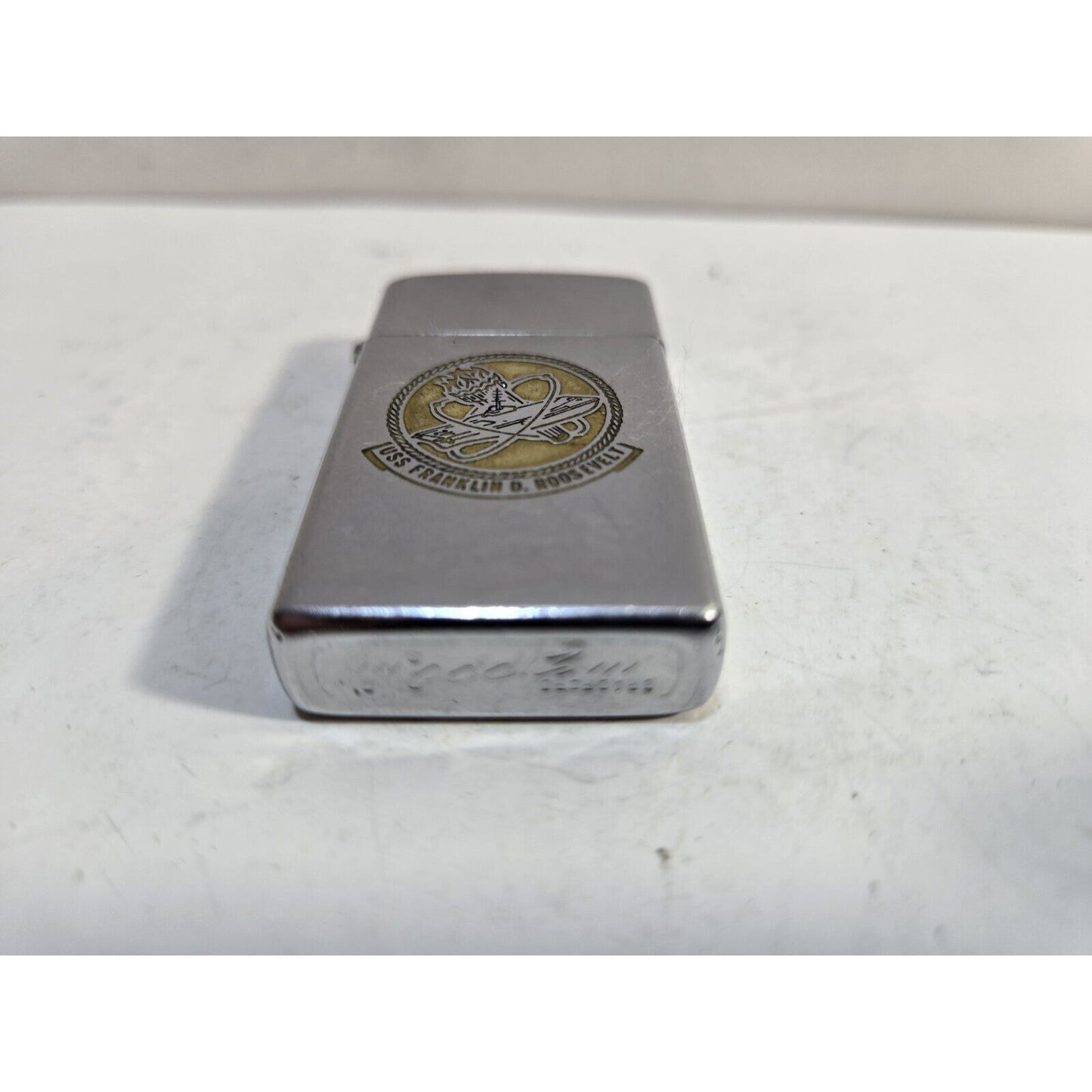 Working Vintage 1976 Zippo Slimline Lighter - USS Franklin D. Roosevelt 6946/33