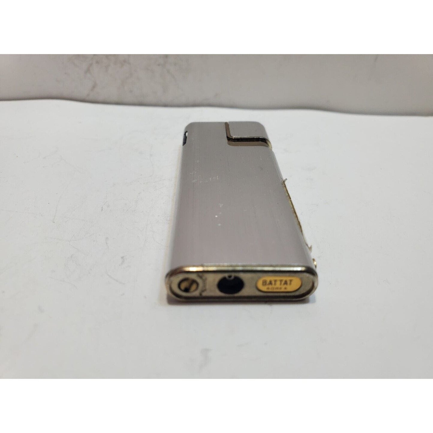 NOS Working Vintage BATTAT Silver & Gold Tone Lighter 6391/34
