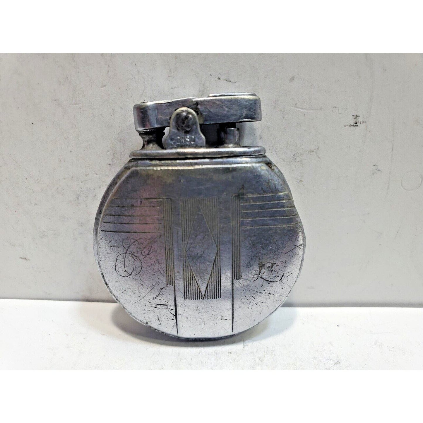 Working Vintage ACE Ronson Round Silver Lighter / Rondette Model 6437/26