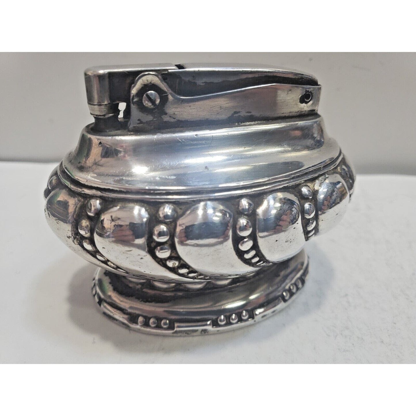 VINTAGE WORKING Ronson CROWN Silver Table Lighter 6629/13