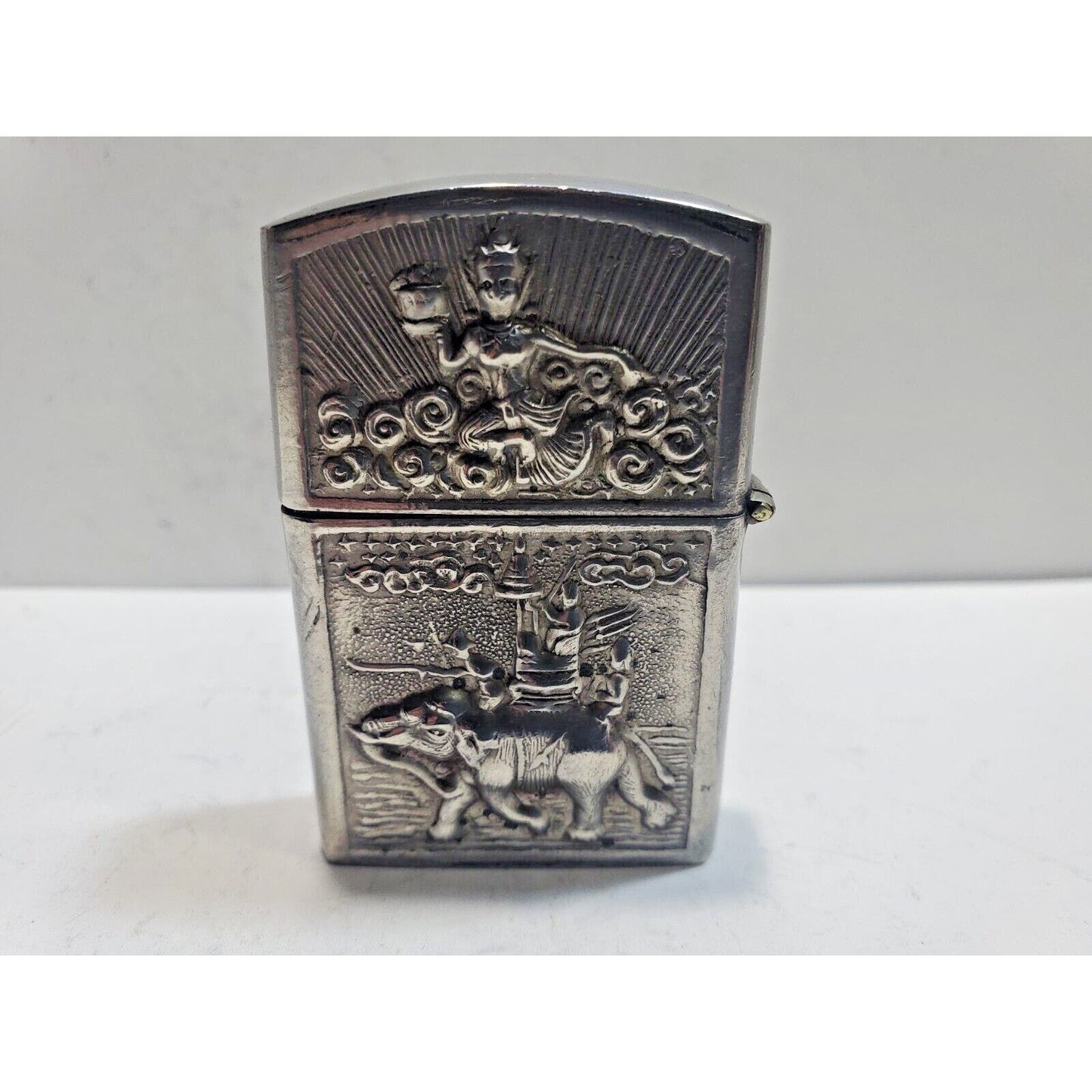 Working Vintage Sterling Silver Siam Lighter, Zippo Insert 6436/33