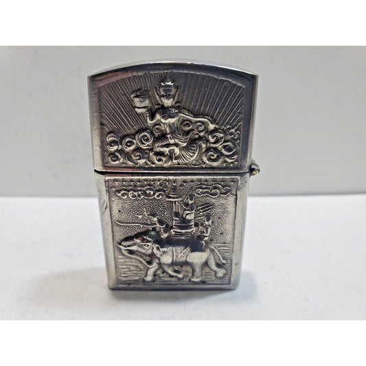 Working Vintage Sterling Silver Siam Lighter, Zippo Insert 6436/33