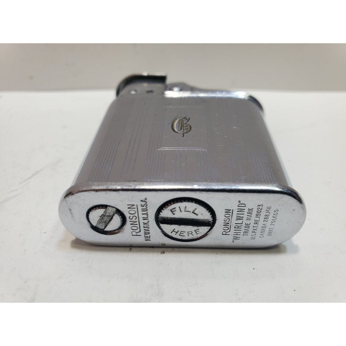 NOS Vintage Working Ronson Whirlwind Silver Tone Lighter Unlit 6758/26