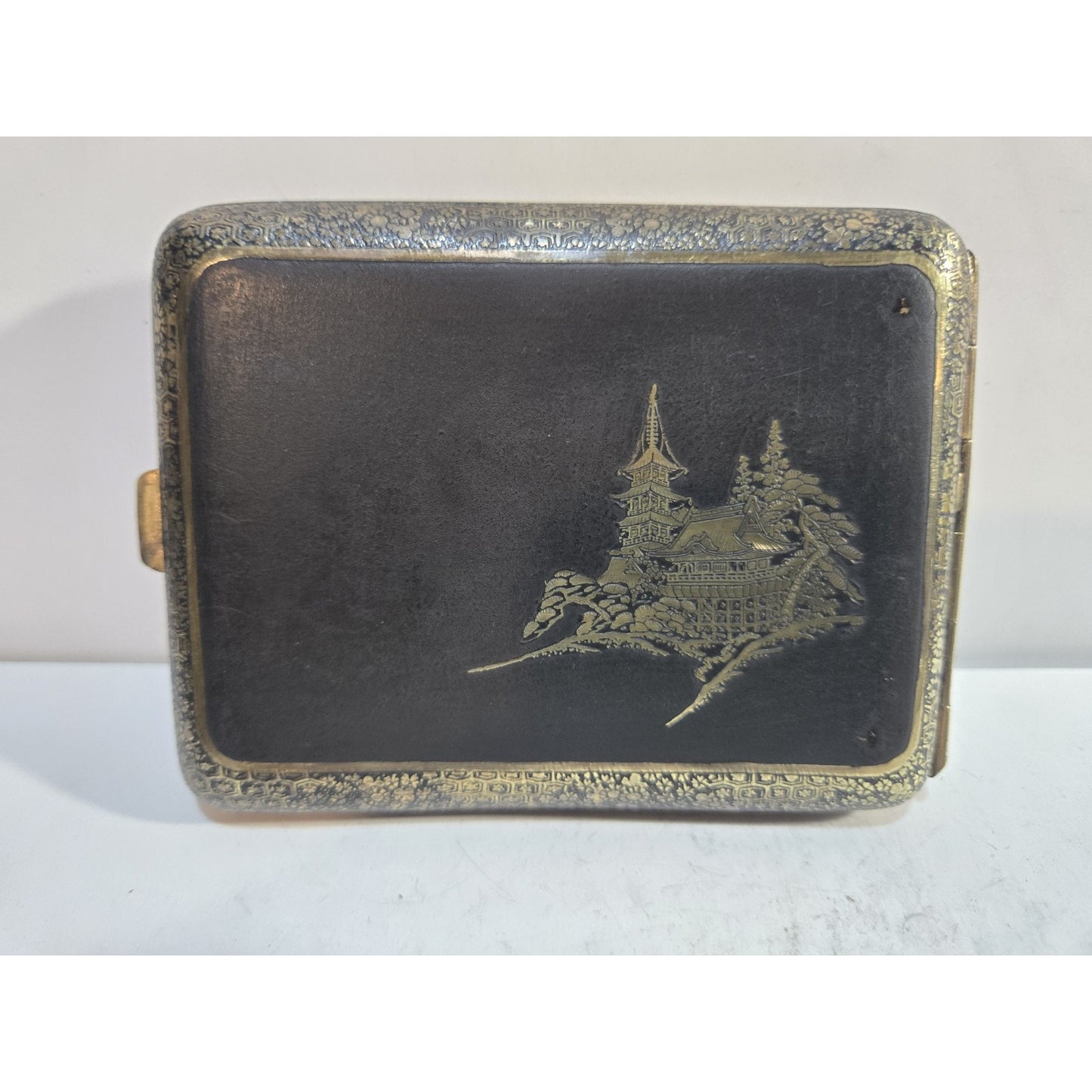 Mt Fuji ANTIQUE Japan Komai Damascene GOLD, Cigarette Case 7860/2