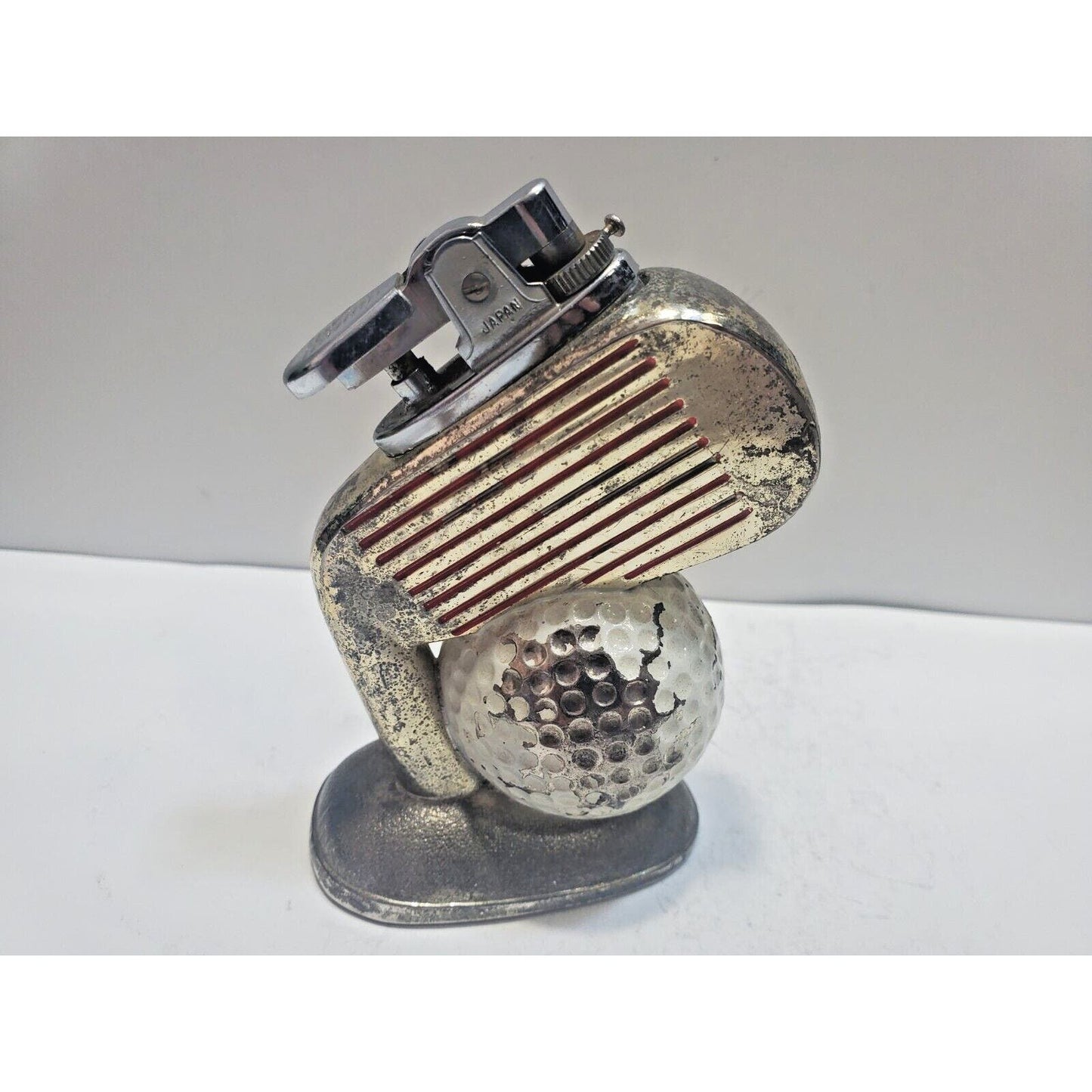 Working Vintage 50s Comoys of London Japan Table Lighter Golf Ball, Club 6626/40