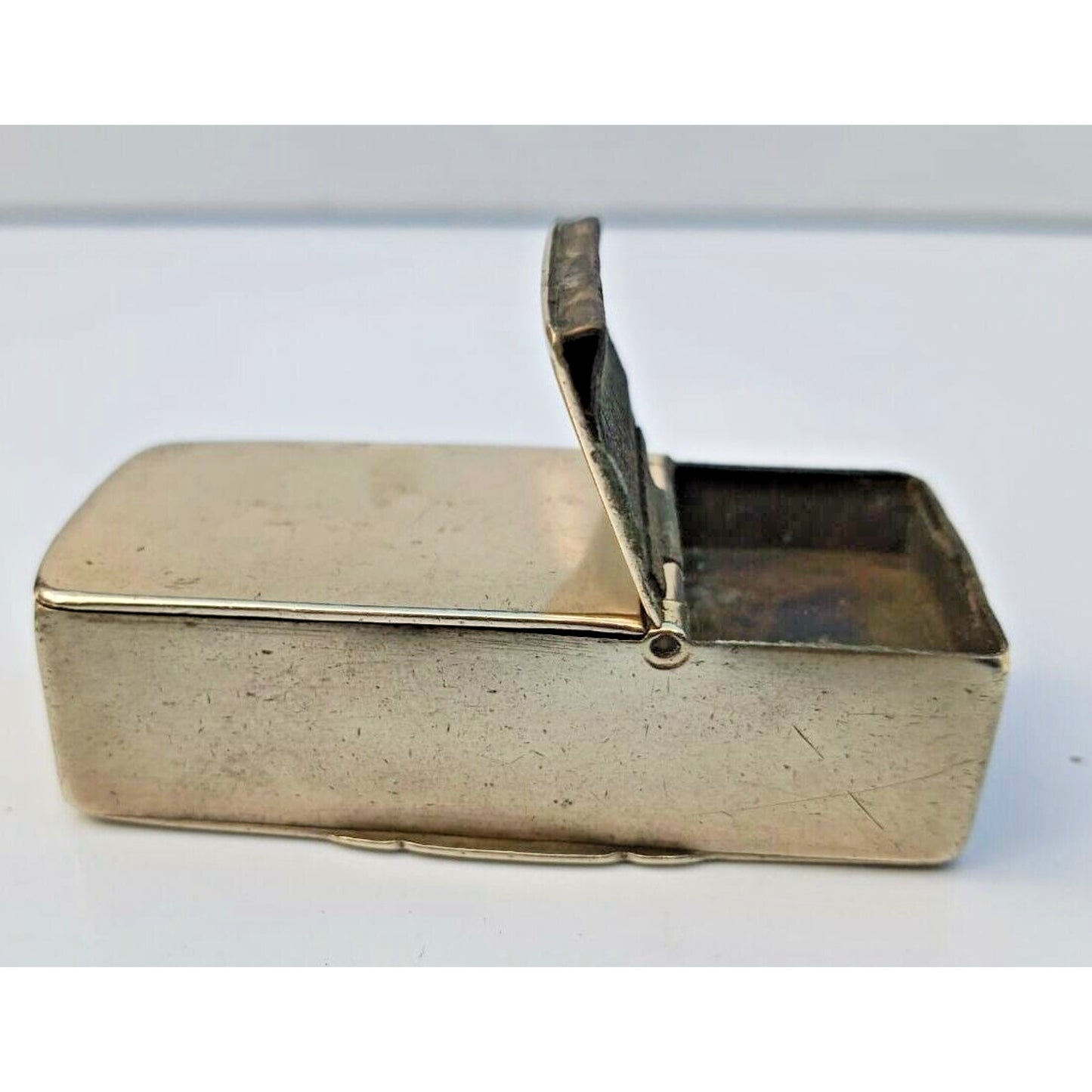 Vintage Silver 3 Compartments Snuff, Tabaco Stamp Safe, CASE, Vesta / Holder