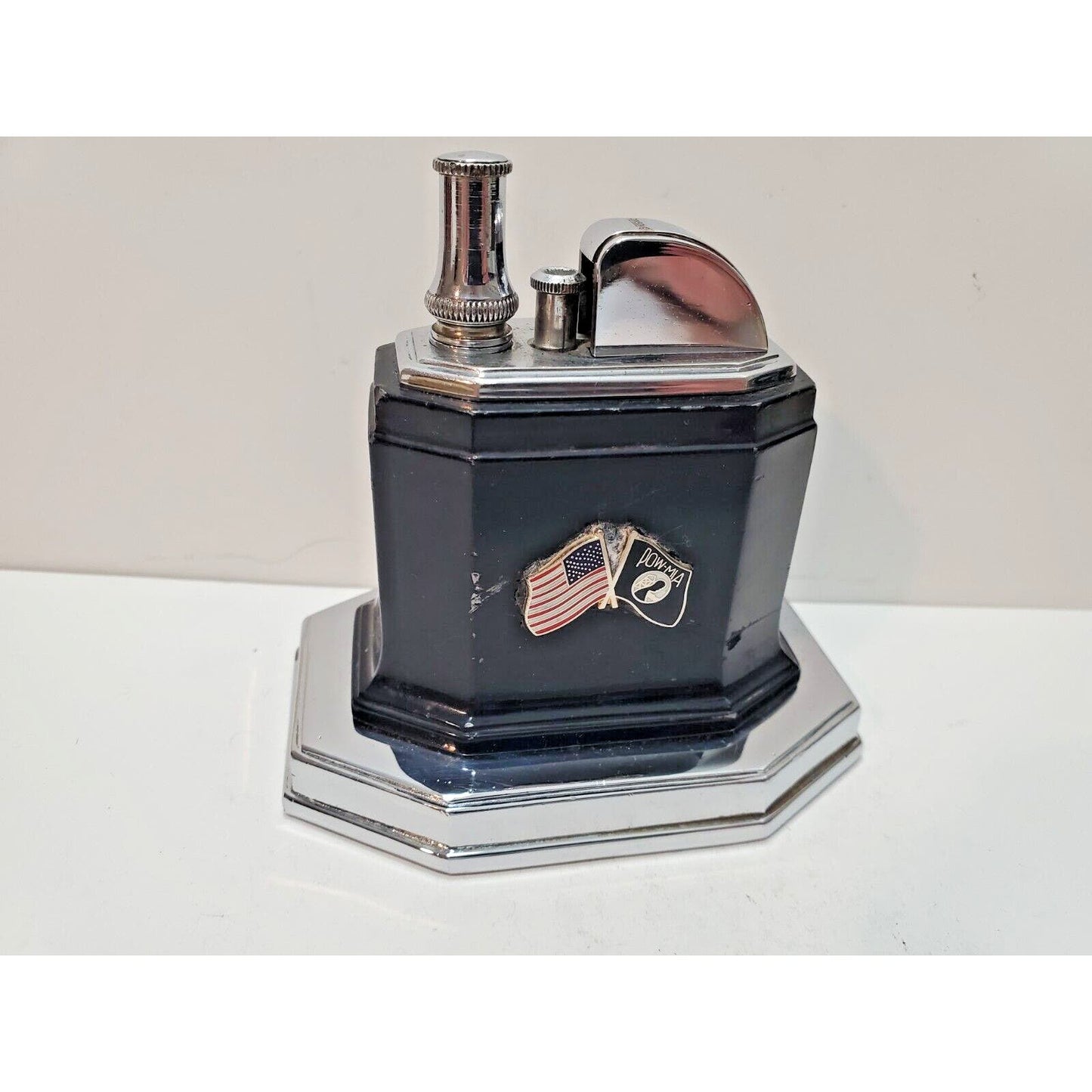 Working Ronson POW - MIA & Flag Enamel Logo Touch Tip Octette Lighter 6251/13