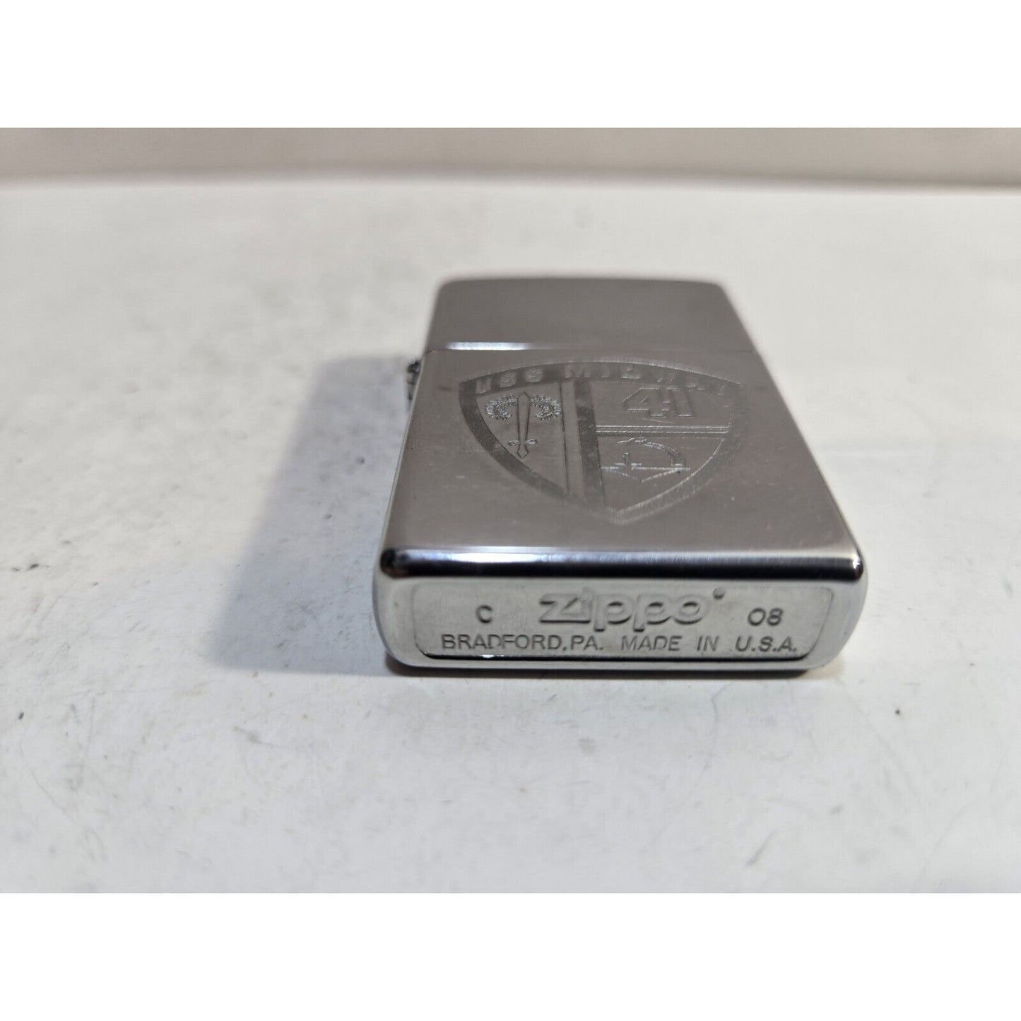 Working Zippo Lighter USS Midway Shield Design CVA 41 US Navy 7274/33