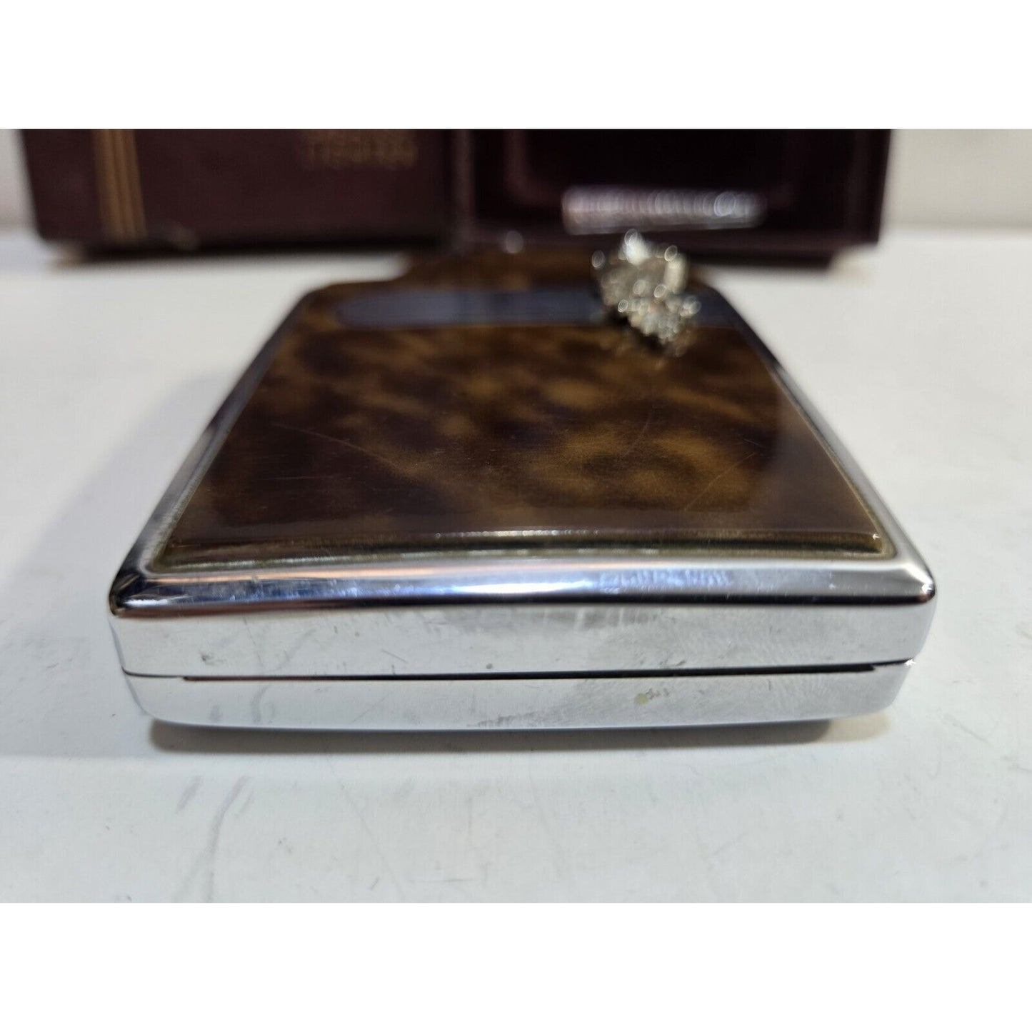 Working Ronson Mastercase Enamel Cigarette Case Lighter Original Case 7163/4