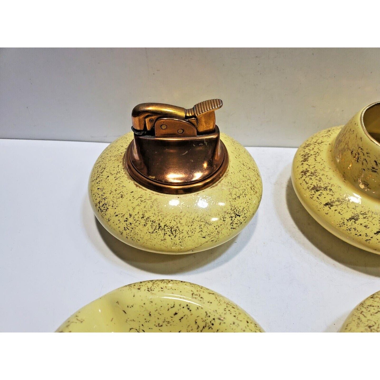 Evans Fine China Smoking Set 2 ASHTRAYS, Cigarette CASE, Working LIGHTER 6356/13