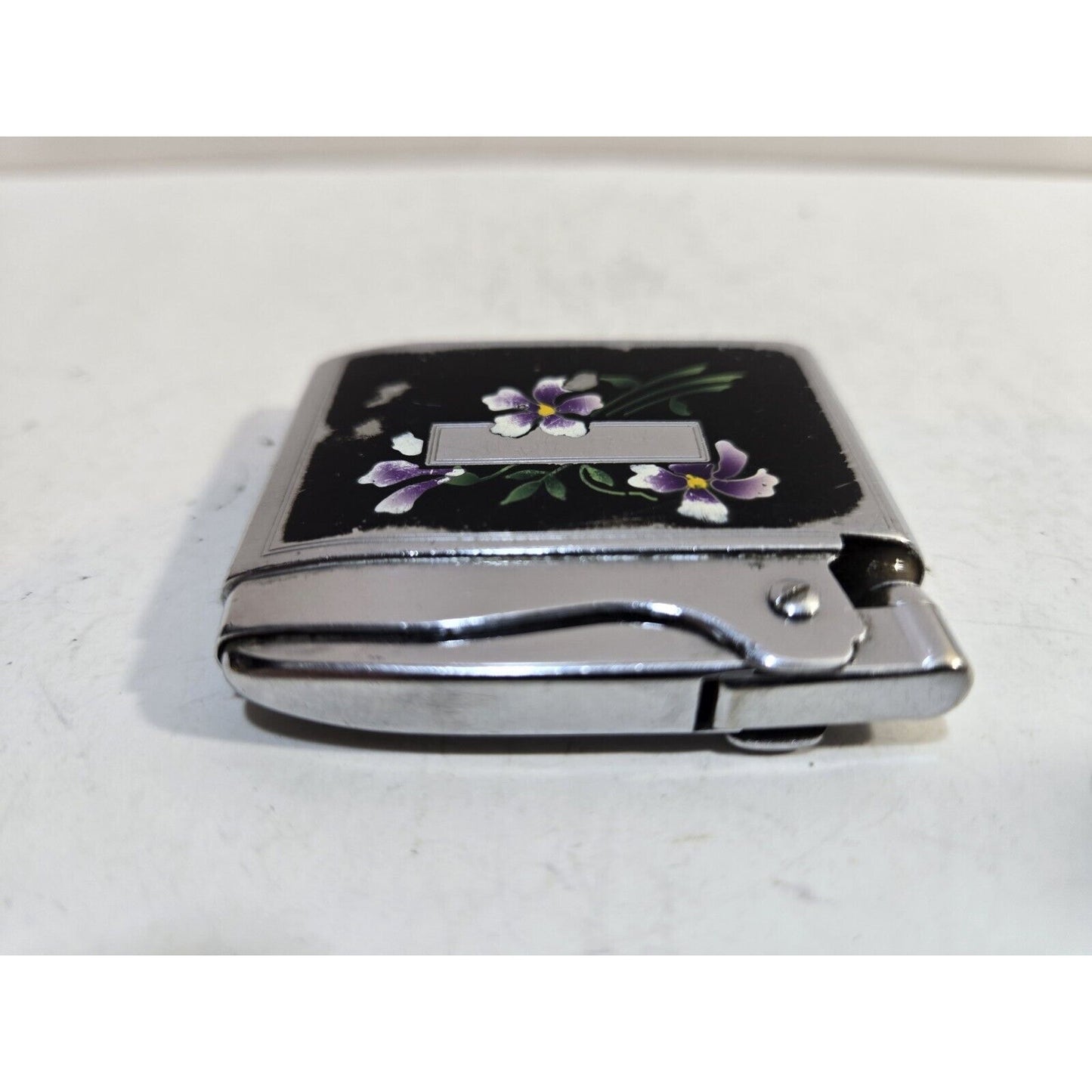 Vintage Working Ronson ADONIS Enamel, Silver Tone Lighter 7156/26