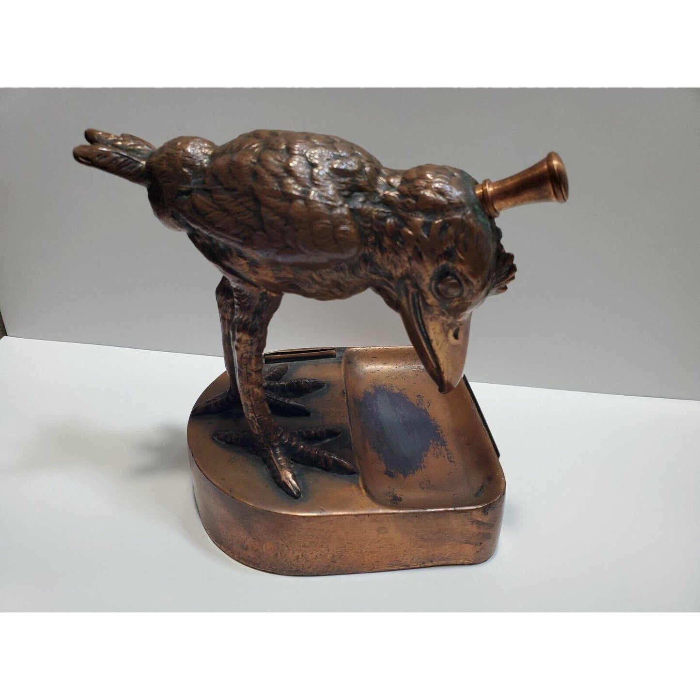 Vintage Ronson Art Metal Works Striker Table Lighter Pelican Bird 6511/13