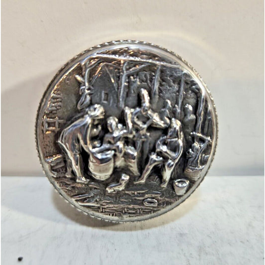 Vintage Hans Jensen Denmark Silver Repousse Snuff Case Pill Box 7319/4