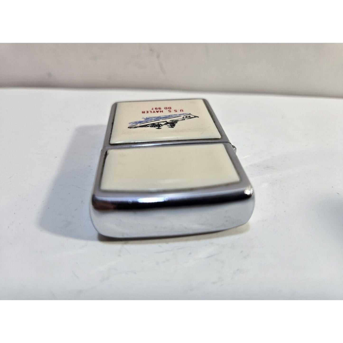 Working USS HAYLER DD-997 Zippo Lighter 1988 Vintage USA Navy, 2 SIDED 6850/33
