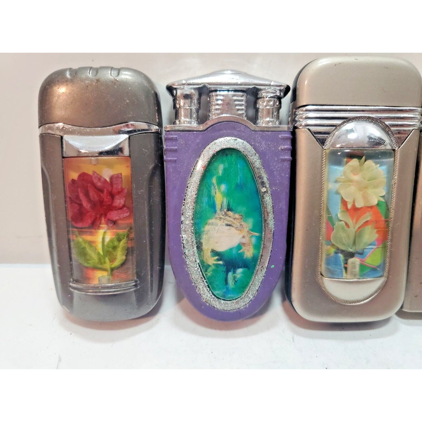 Working Lot Of 5 Unique Vintage Butane Lighters 6285/35