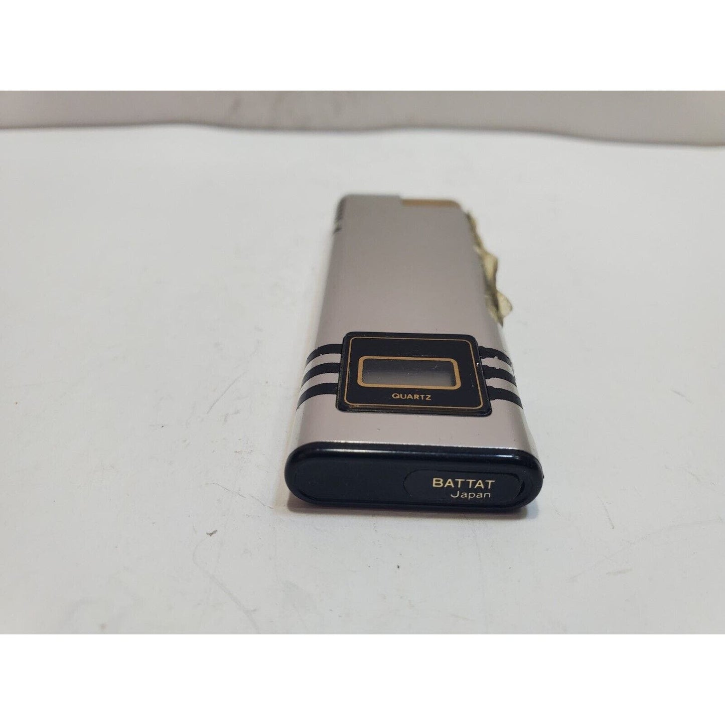 NOS Working Vintage BATTAT Silver Tone Lighter & Clock 6409/34