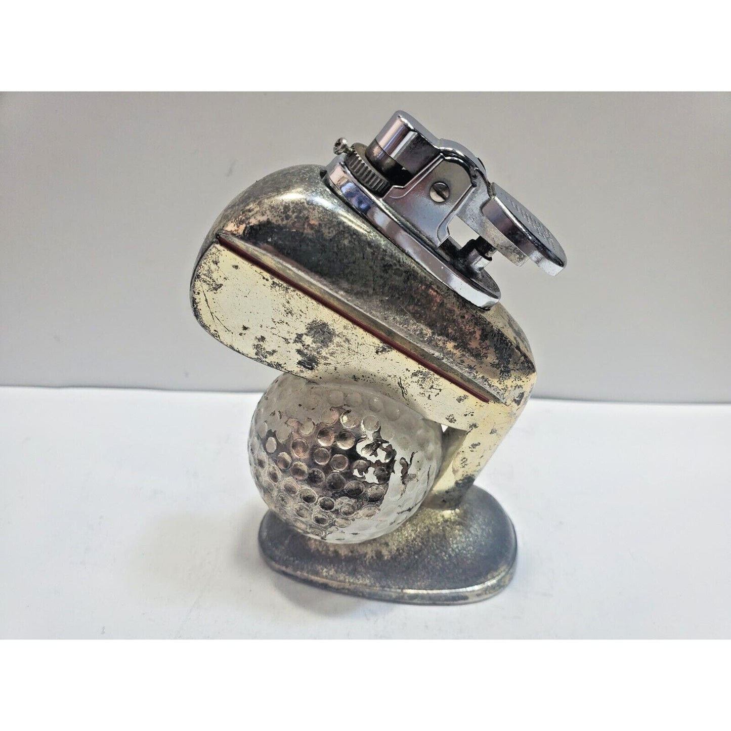Working Vintage 50s Comoys of London Japan Table Lighter Golf Ball, Club 6626/40