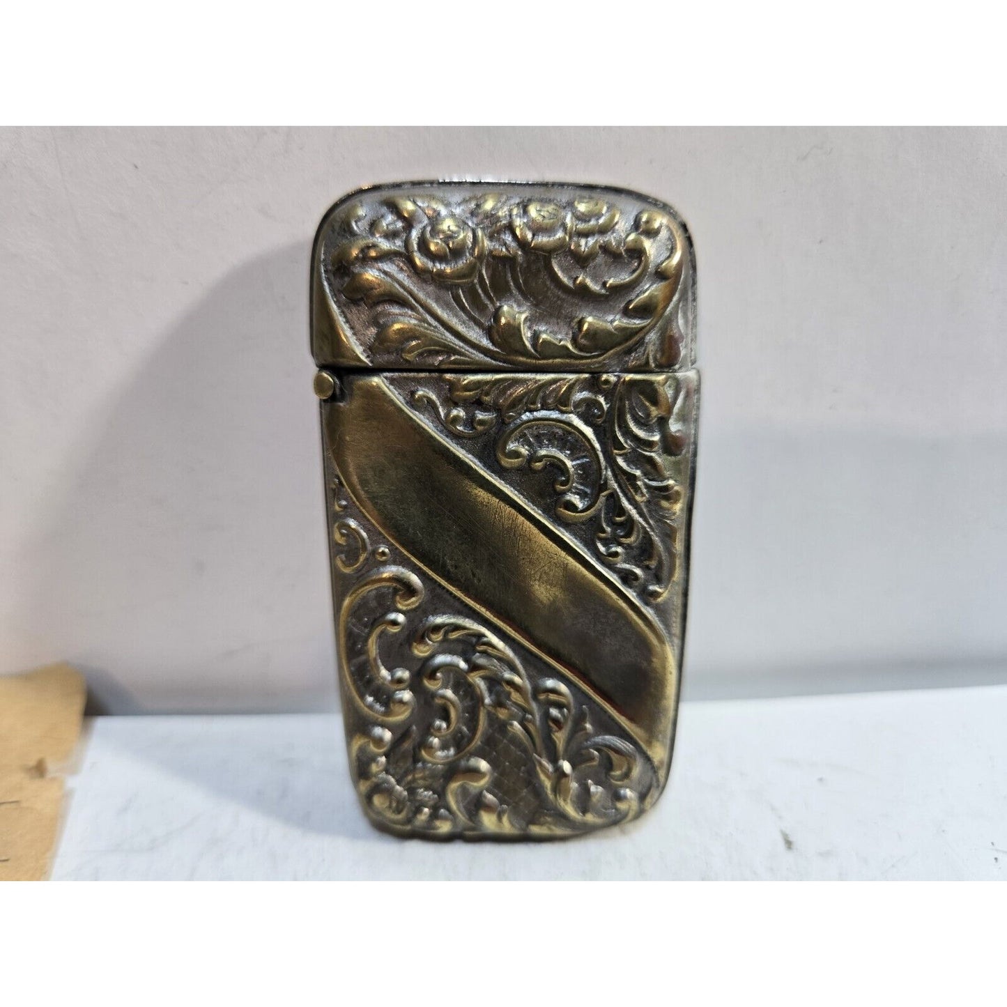 Vintage Ornate Brass Match Safe / CASE / Vesta / Holder 7300/31