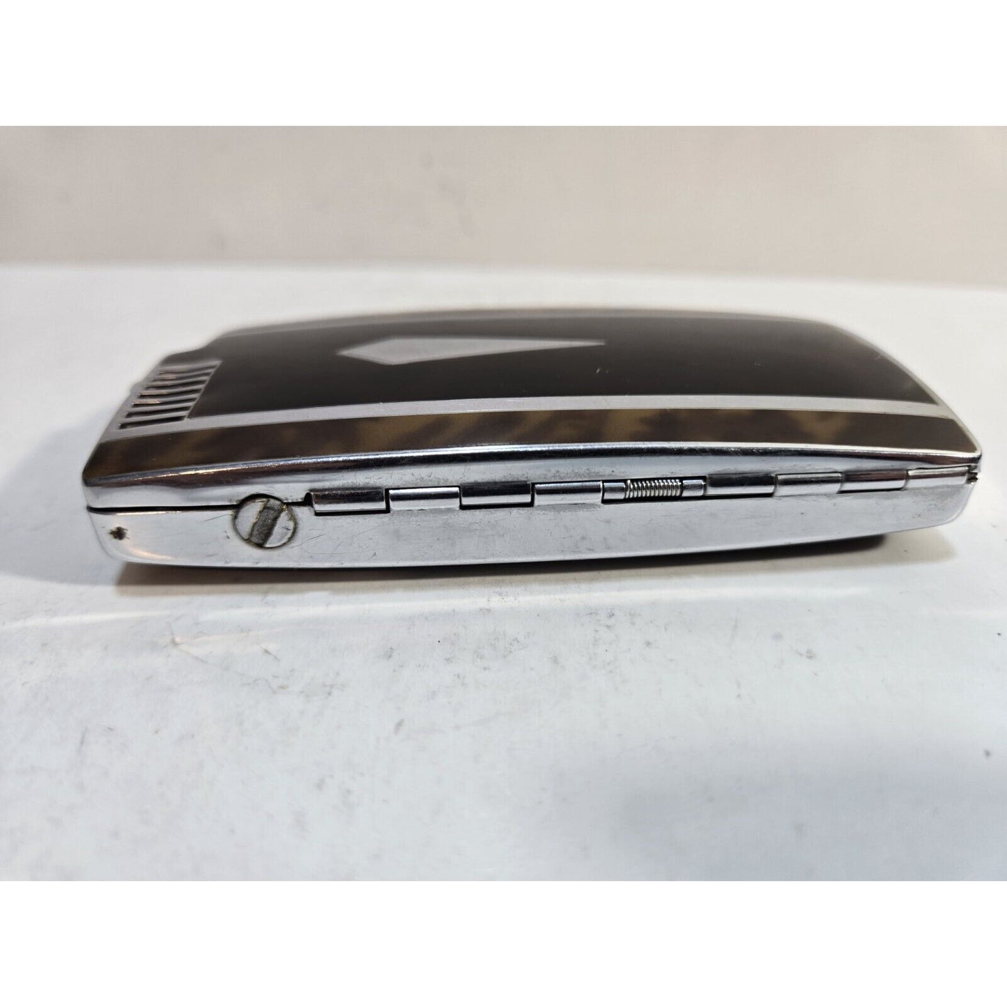 Vintage Working Ronson Pal Cigarette Case Enamel Silver Tone LIGHTER 6819/14