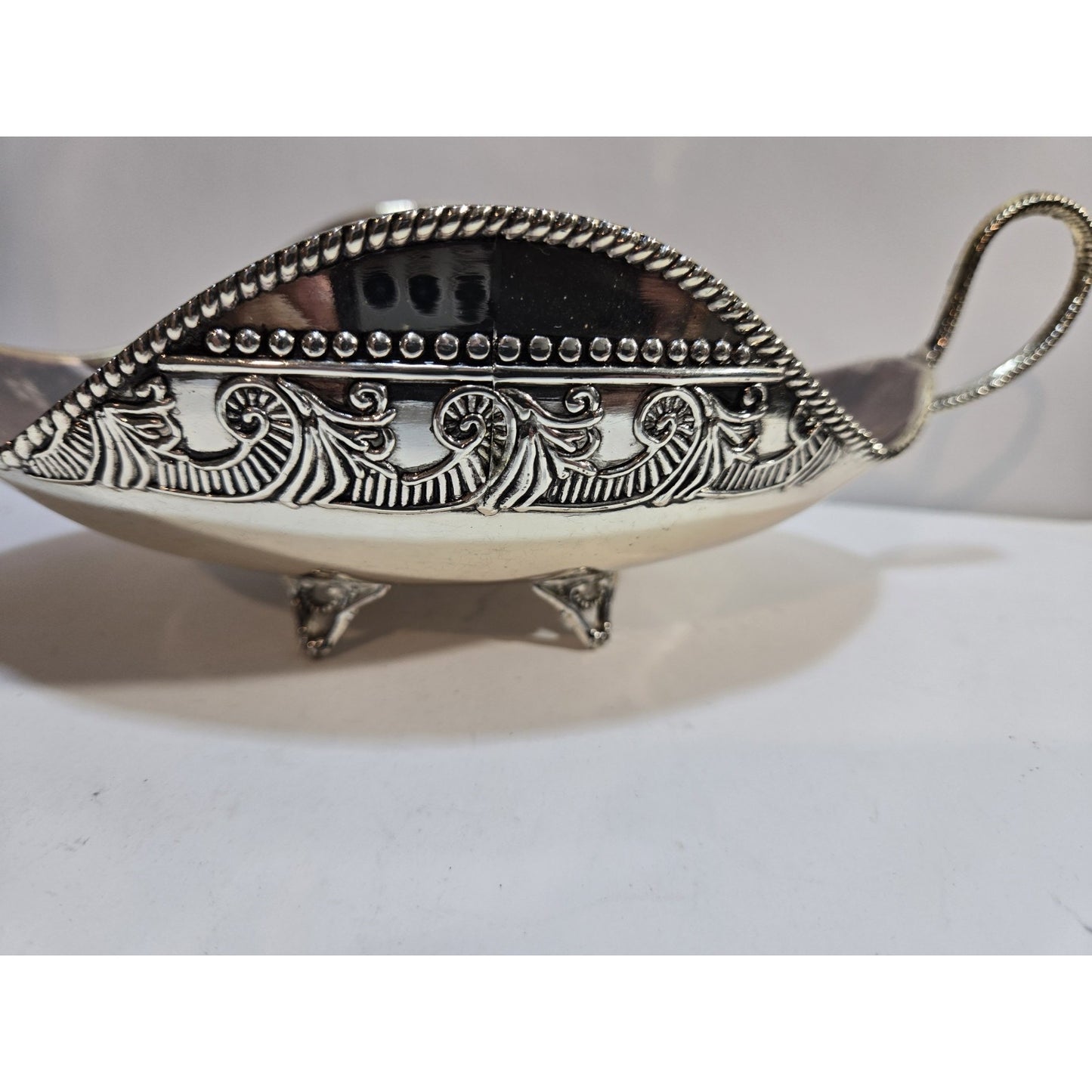Unique Vintage Fruit Bowl Candy Silver Plated 10" Engraved Two Handle Gondola