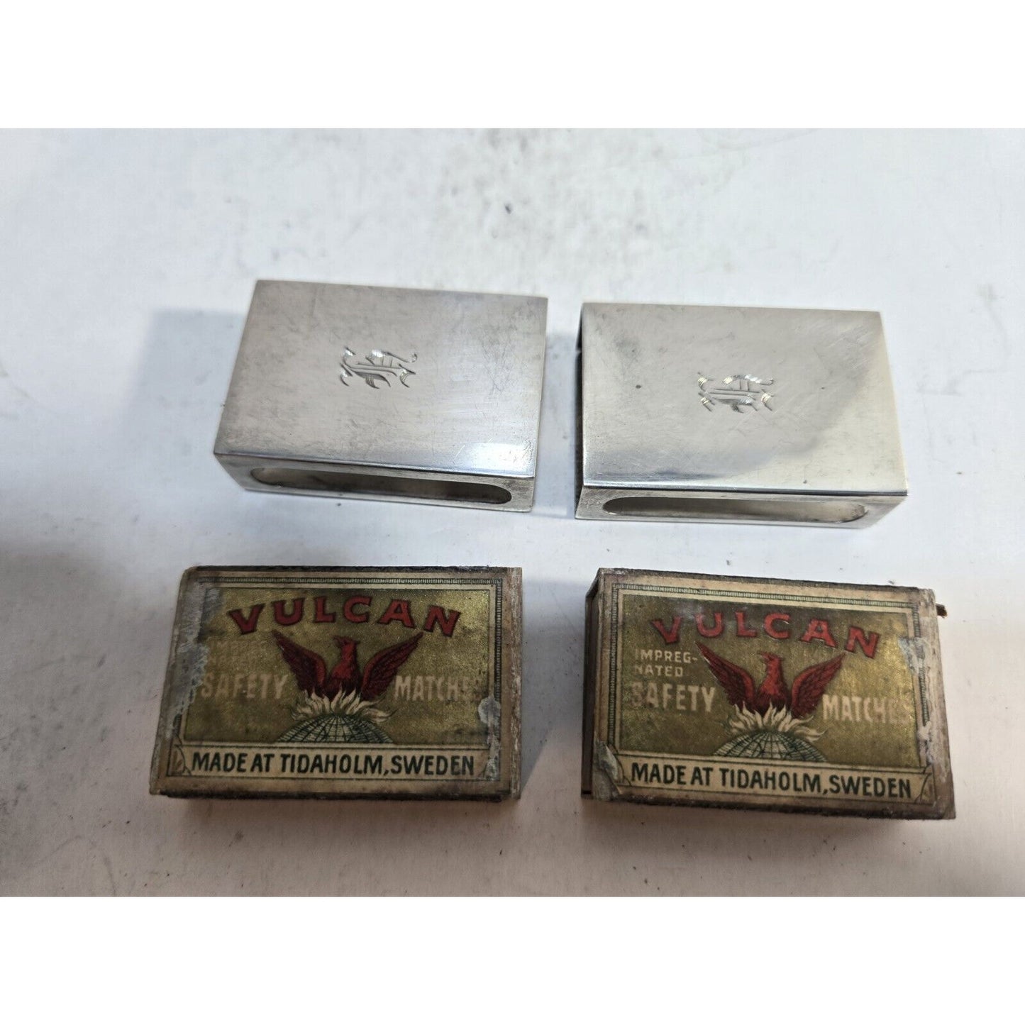 Lot 2 WEBSTER STERLING SILVER MATCHBOX MATCH BOX SAFE HOLDER CASE 7665/3