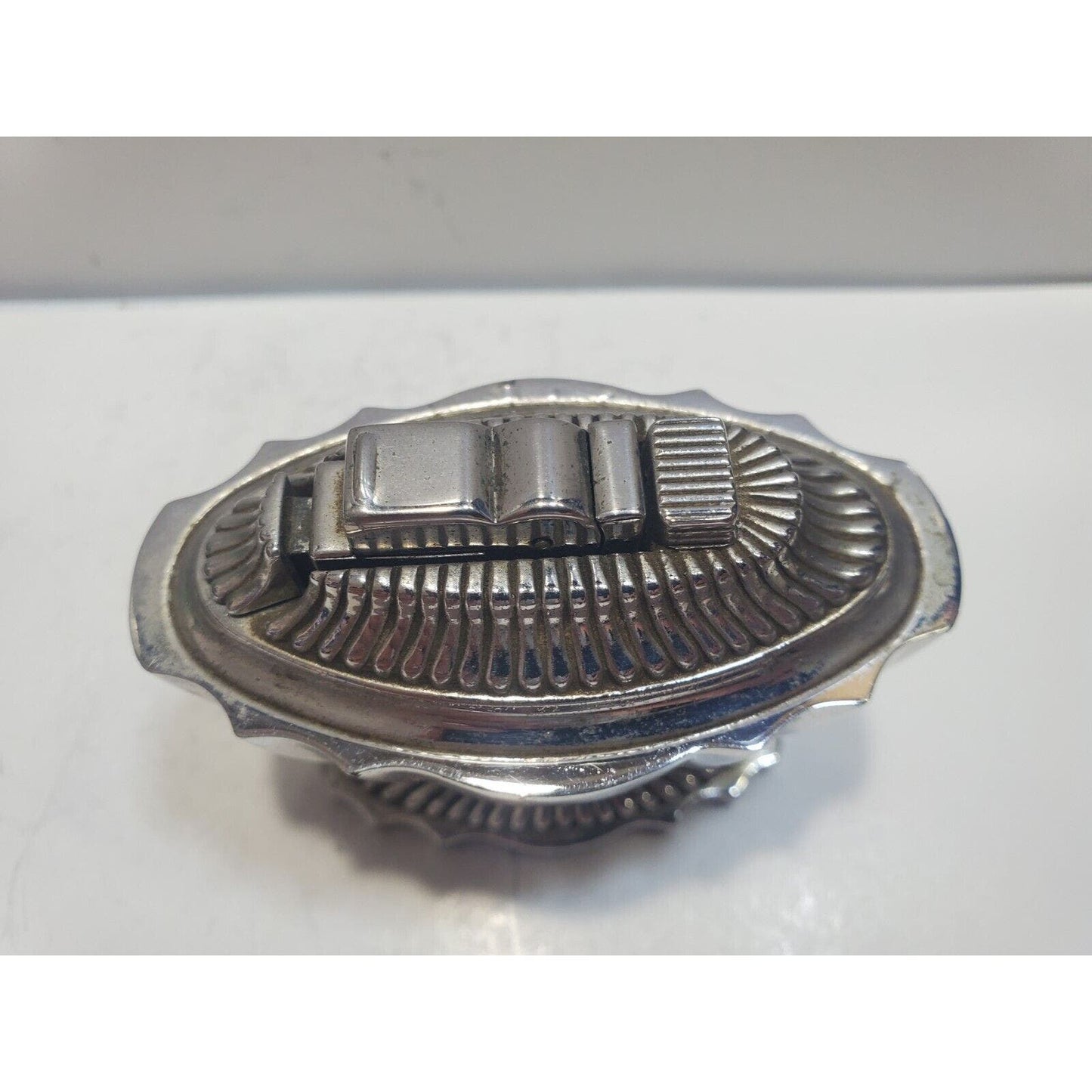 Vintage Working ASR Table Lighter Push Button Ignition, Silver Tone-Made in USA.