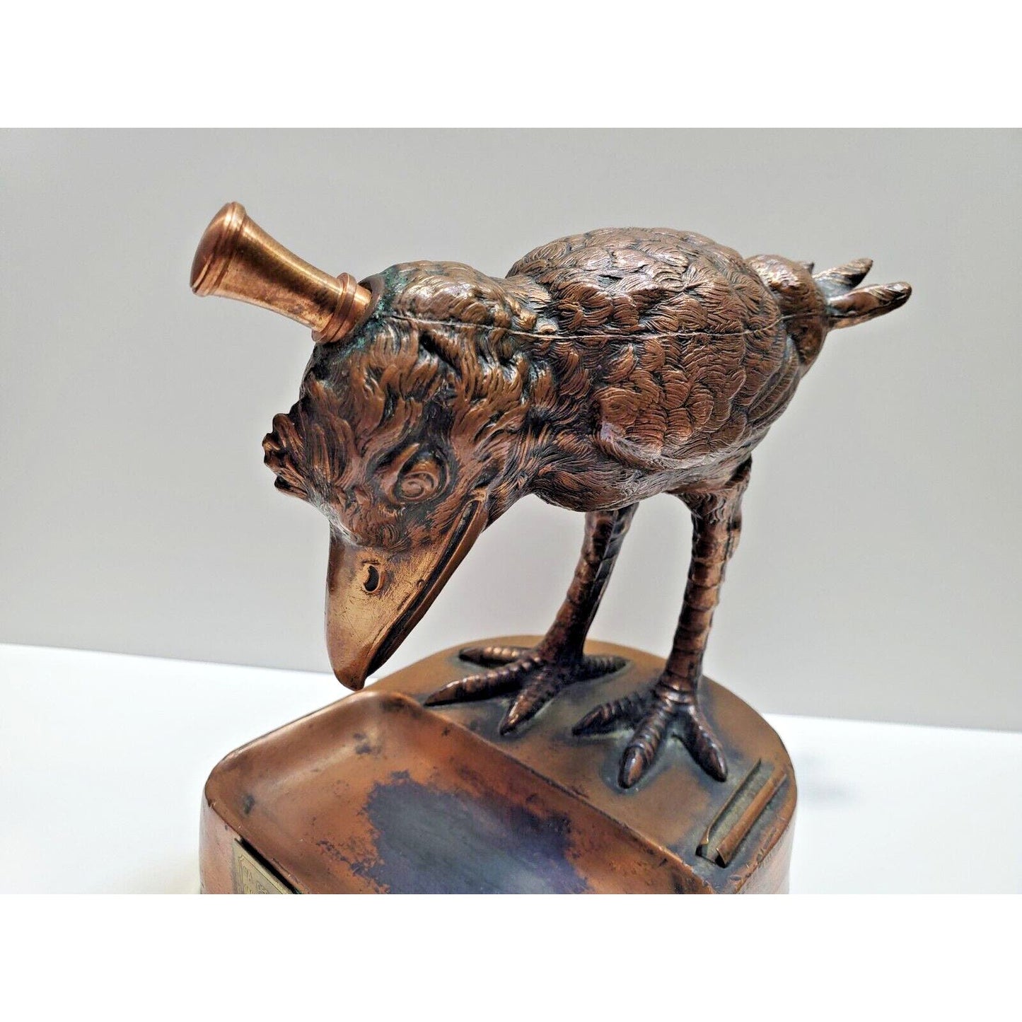 Vintage Ronson Art Metal Works Striker Table Lighter Pelican Bird 6511/13