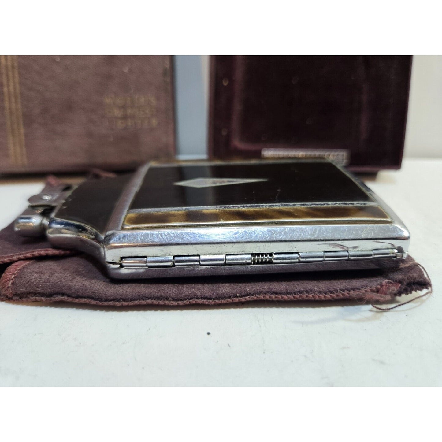 Working Ronson Mastercase Enamel, Cigarette Case Lighter, Original Box 7164/4