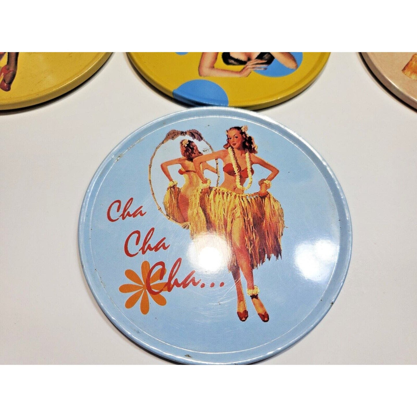 NOS Retro Pin-Up Girls 3.5" Coasters Set 6572/11