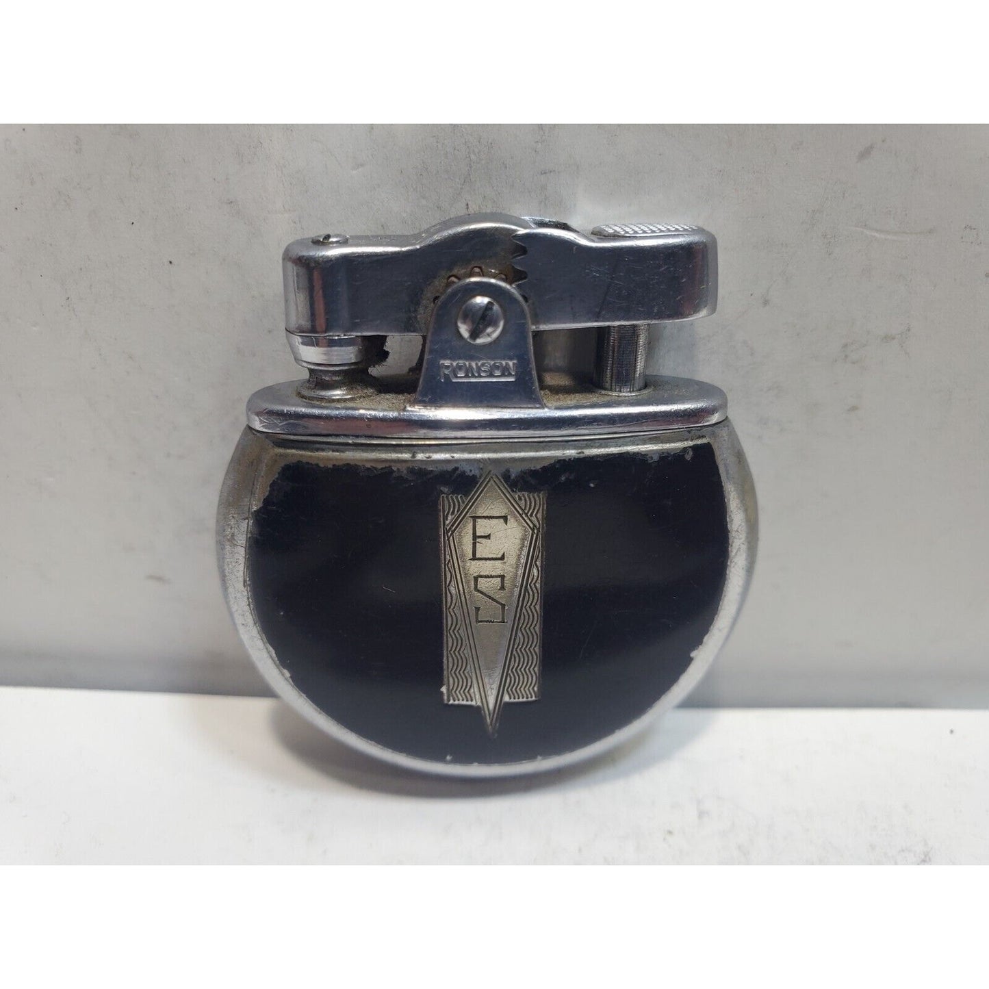 Vintage Working 1930's Ronson Rondette Enamel & Silver Tone Lighter 6439/26