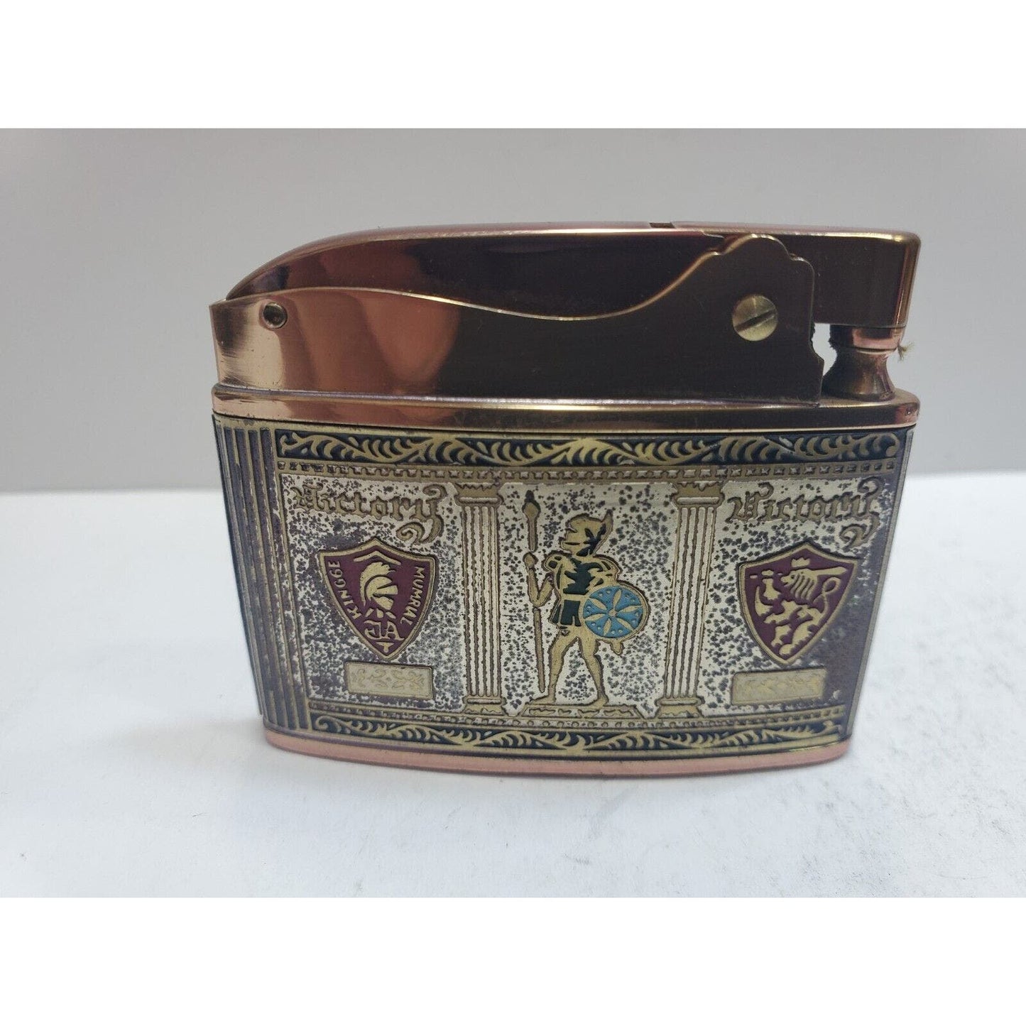 Vintage WORKING Gold & ENAMEL LOGO Atlak Lite SUPER AUTOMATIC LIGHTER 6766/32