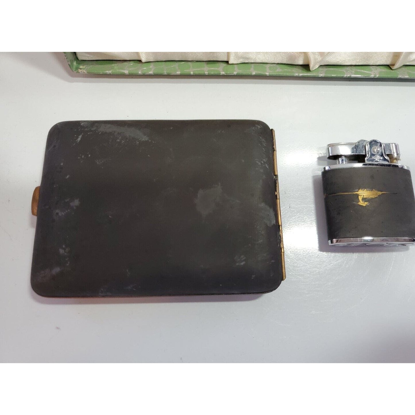 NOS Japanese Damascene K24 GOLD, SILVER Cigarette Case & LIGHTER SET 55/2