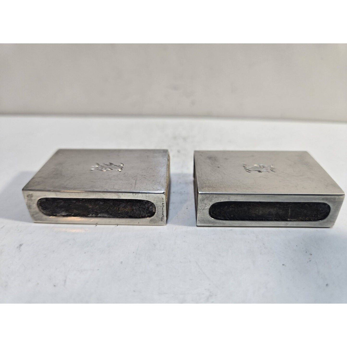 Lot 2 WEBSTER STERLING SILVER MATCHBOX MATCH BOX SAFE HOLDER CASE 7665/3