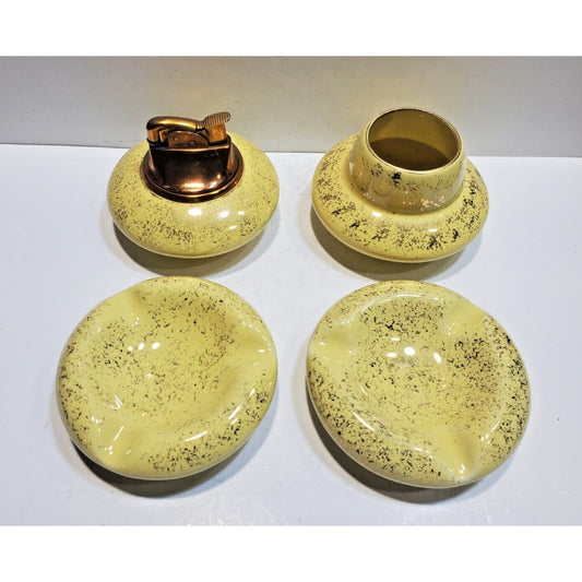 Evans Fine China Smoking Set 2 ASHTRAYS, Cigarette CASE, Working LIGHTER 6356/13