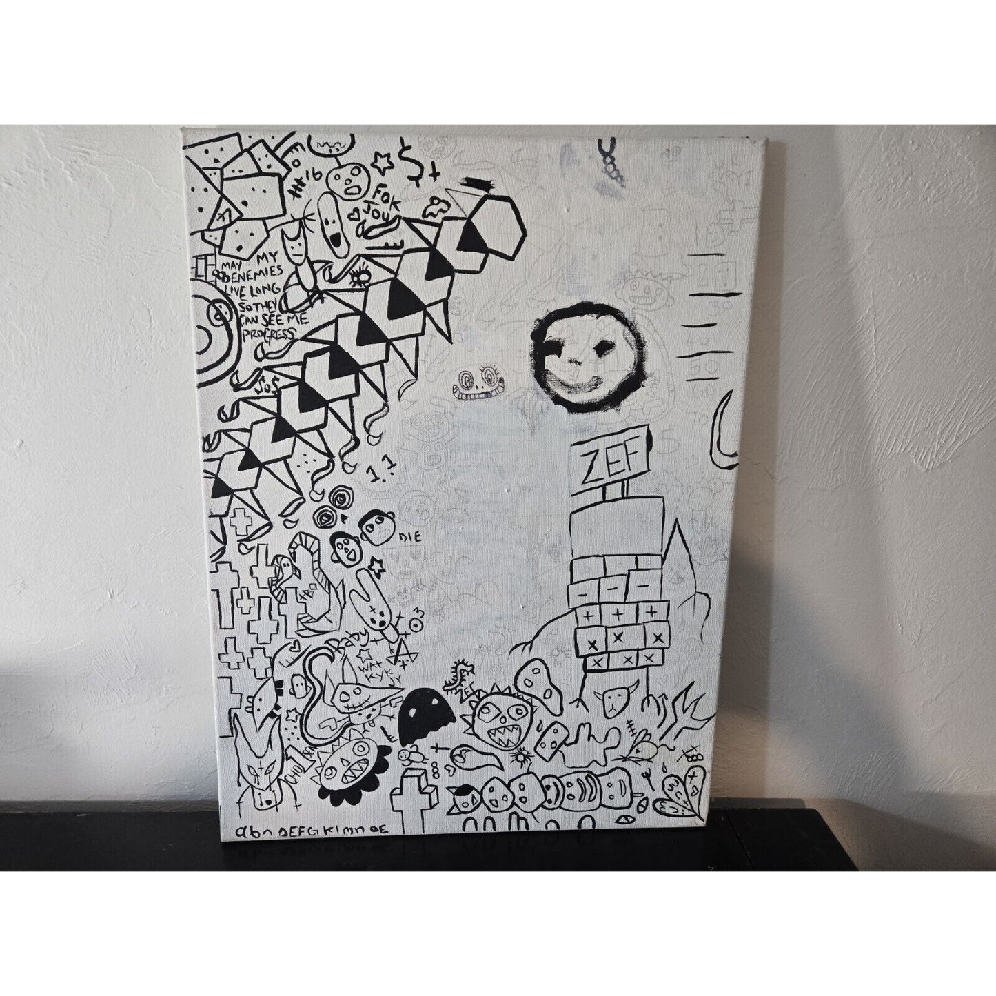 Oil Painting Crown Doodle Art Signed Graffiti 18 X 24"